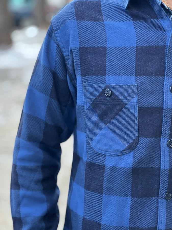 Studio D'Artisan - 5073 - Indigo Rope-dyed Flannel Shirt - Navy