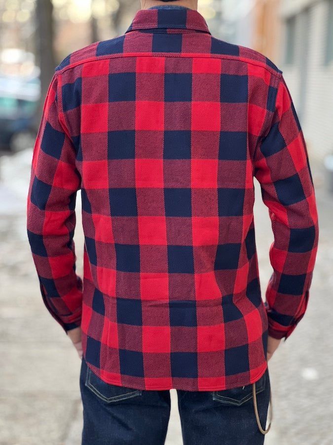 Studio D'Artisan - 5073 - Indigo Rope-dyed Flannel Shirt - Red