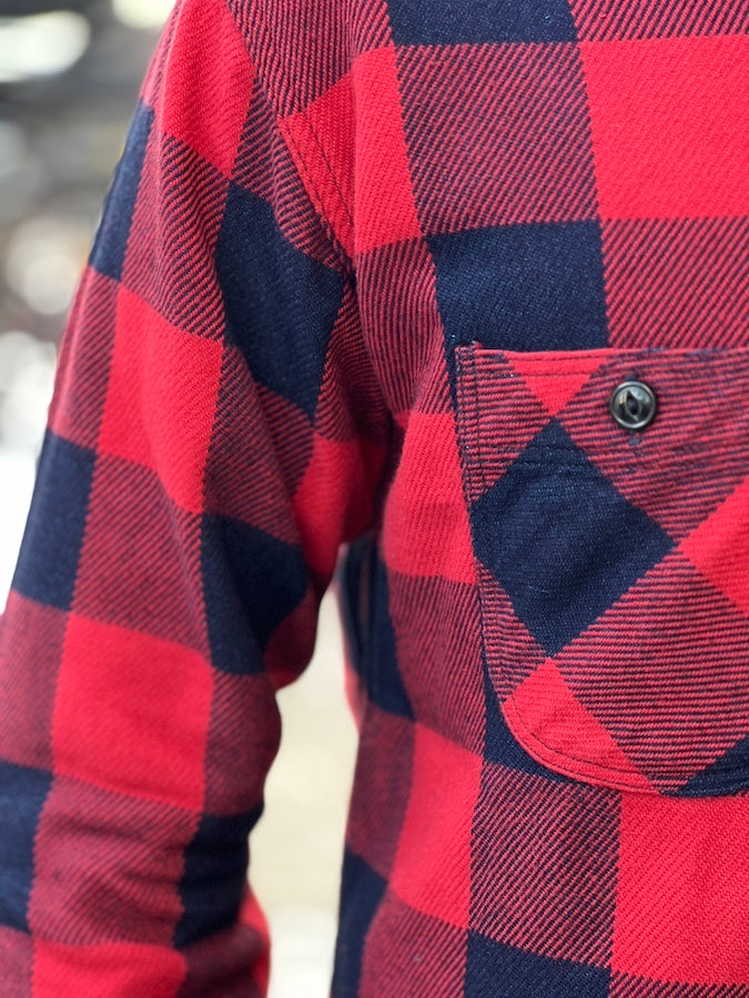 Studio D'Artisan - 5073 - Indigo Rope-dyed Flannel Shirt - Red