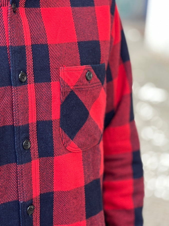 Studio D'Artisan - 5073 - Indigo Rope-dyed Flannel Shirt - Red