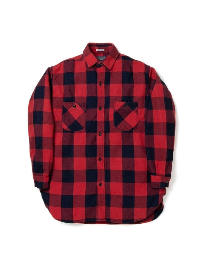 Studio D'Artisan - 5073 - Indigo Rope-dyed Flannel Shirt - Red