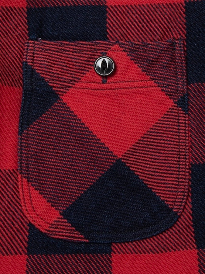 Studio D'Artisan - 5073 - Indigo Rope-dyed Flannel Shirt - Red