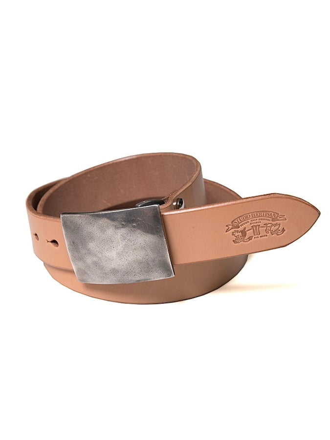 Studio D'Artisan - B-83 - Handmade Flat Buckle - Cow Leather Belt - Natural