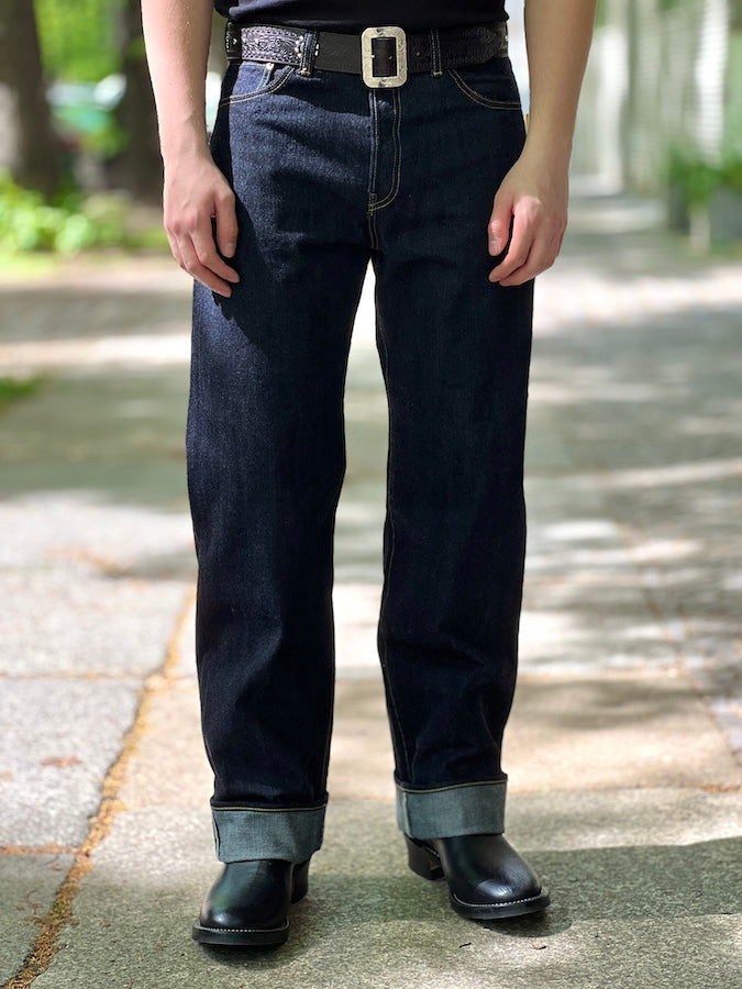THE FLAT HEAD - FN-D111 - DOSHABURI FADE Bandana - Wide Straight - 14.5oz Selvedge Denim - 100% Zimbabwe Cotton - One Washed
