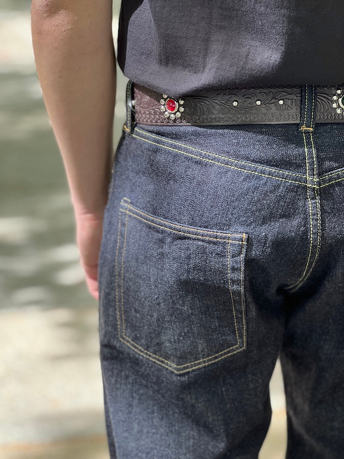 THE FLAT HEAD - FN-D111 - DOSHABURI FADE Bandana - Wide Straight - 14.5oz Selvedge Denim - 100% Zimbabwe Cotton - One Washed