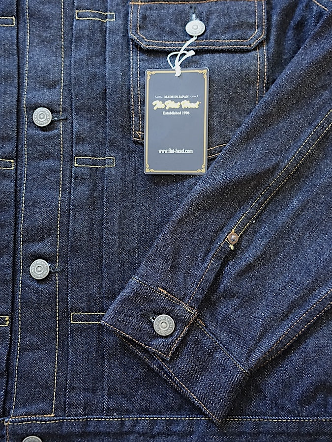 THE FLAT HEAD - 50's Denim Jacket - 2nd Model - 14.5oz Selvedge Denim - U.S. Texas Cotton