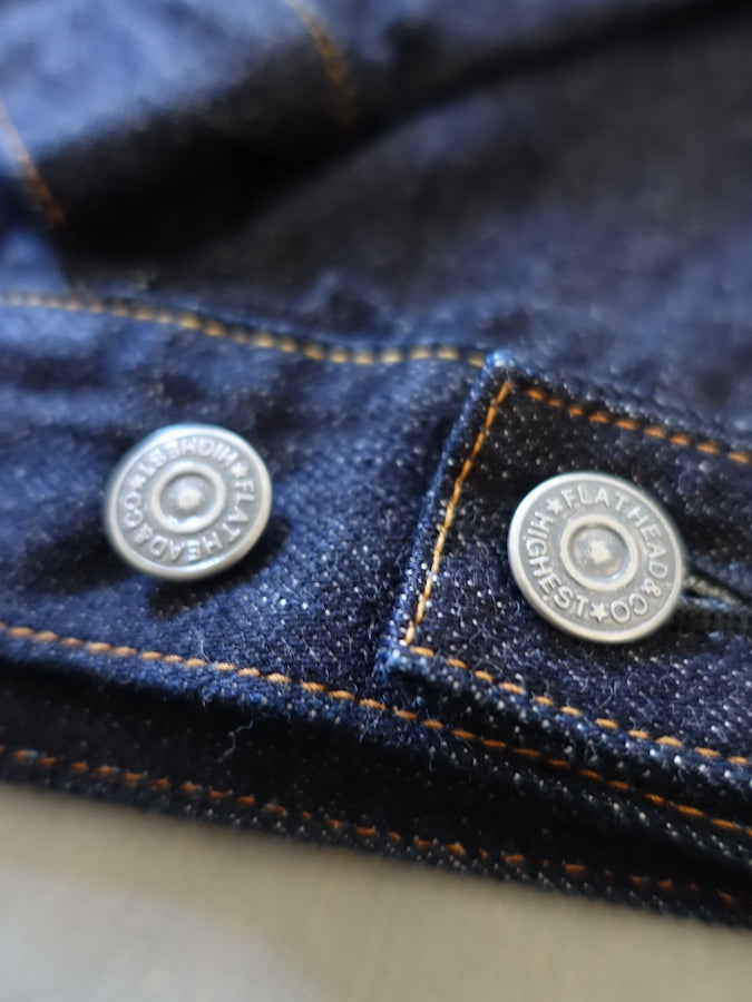 THE FLAT HEAD - 50's Denim Jacket - 2nd Model - 14.5oz Selvedge Denim - U.S. Texas Cotton