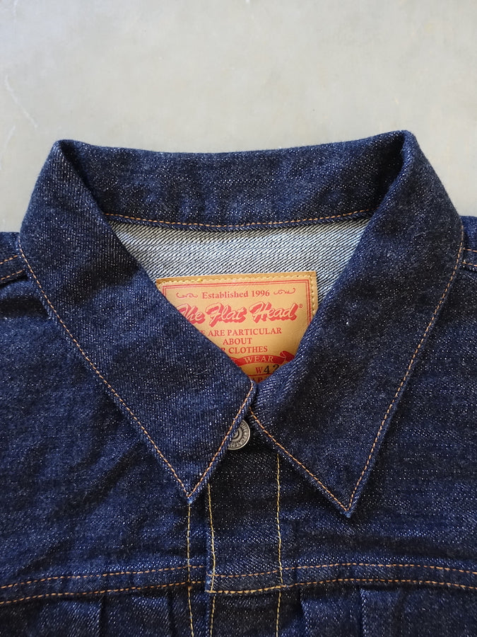 THE FLAT HEAD - 50's Denim Jacket - 2nd Model - 14.5oz Selvedge Denim - U.S. Texas Cotton