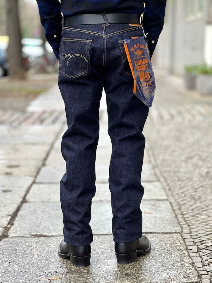 ** NEW ** THE FLAT HEAD - FN-8004 - DOSHABURI FADE Bandana - Wide Tapered - 18oz Selvedge Denim - U.S. Texas Cotton - One Washed
