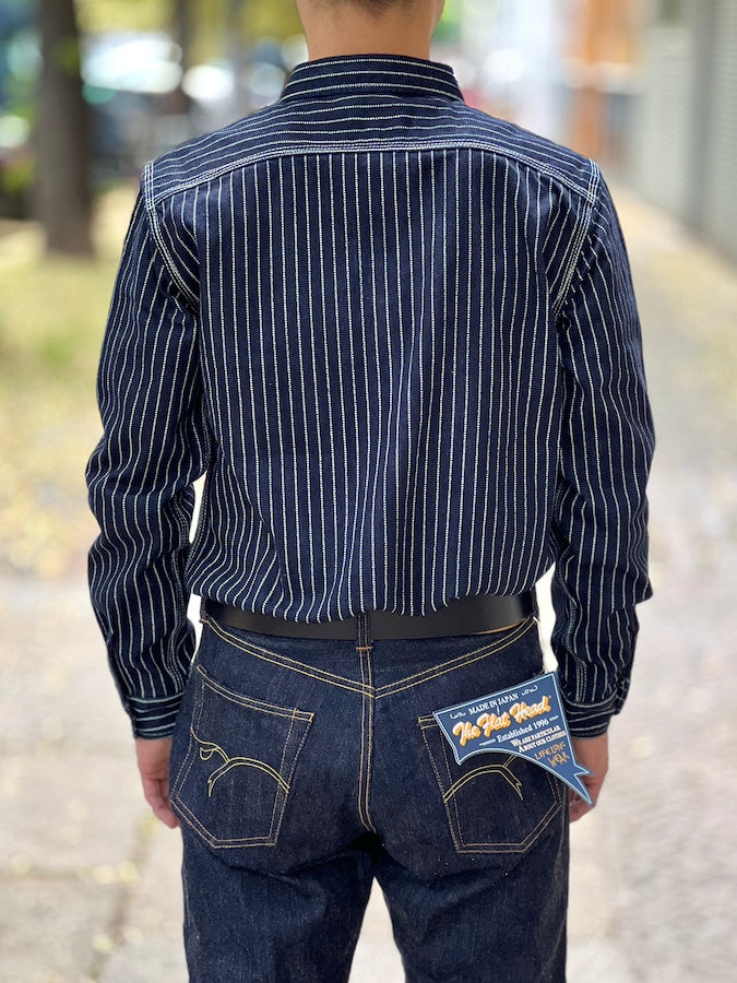 THE FLAT HEAD - FN-SDK-702L - Wabash Work Shirt - 10oz Indigo Selvedge woven on vintage shuttle looms