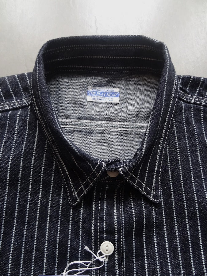 THE FLAT HEAD - FN-SDK-702L - Wabash Work Shirt - 10oz Indigo Selvedge woven on vintage shuttle looms
