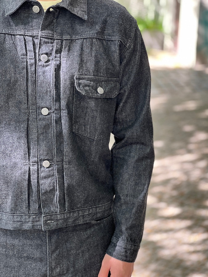 THE FLAT HEAD - FN-OJ-DB001 - 40's Denim Jacket - 1st Model - 12.5oz Selvedge Denim - Black - One Washed