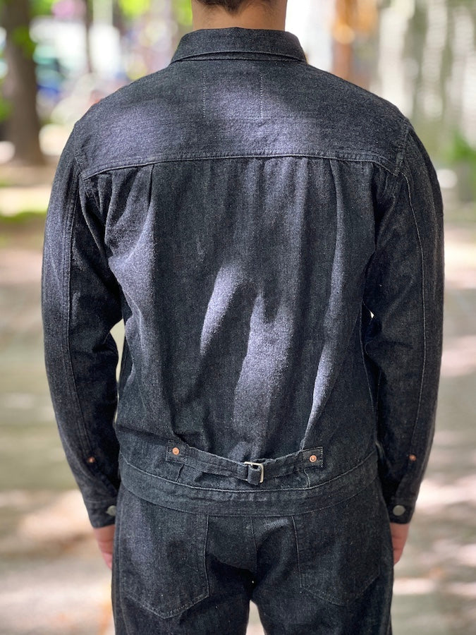 THE FLAT HEAD - FN-OJ-DB001 - 40's Denim Jacket - 1st Model - 12.5oz Selvedge Denim - Black - One Washed