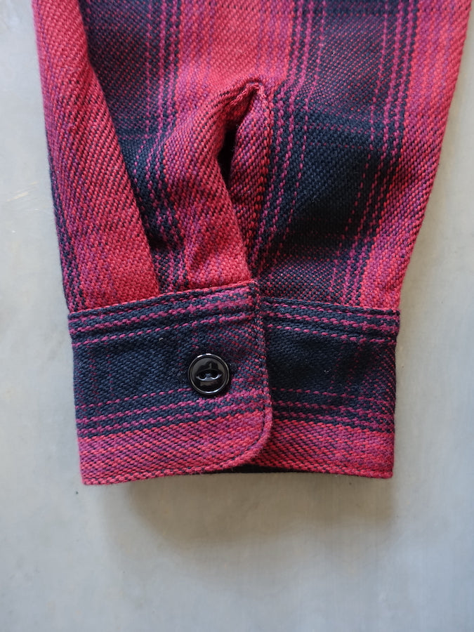 THE FLAT HEAD - Workwear - Ombre Heavy Flannel Shirt - Red/Black