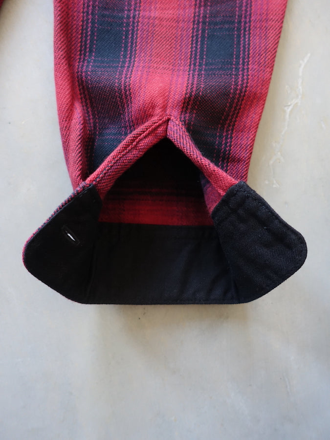 THE FLAT HEAD - Workwear - Ombre Heavy Flannel Shirt - Red/Black