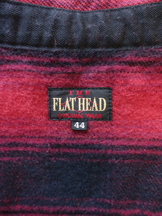 THE FLAT HEAD - Workwear - Ombre Heavy Flannel Shirt - Red/Black