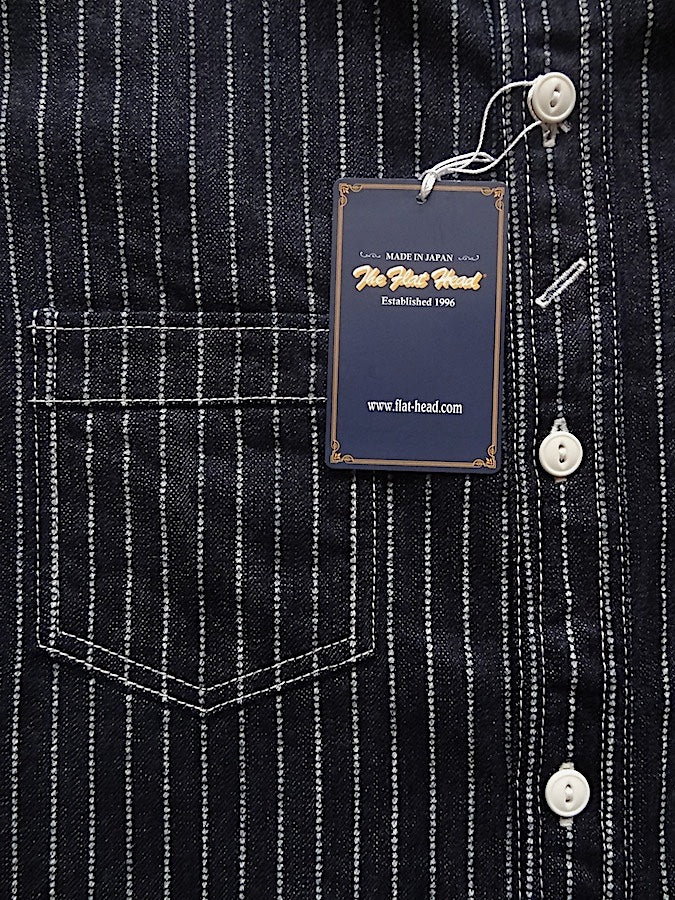 THE FLAT HEAD - FN-SDK-702L - Wabash Work Shirt - 10oz Indigo Selvedge woven on vintage shuttle looms