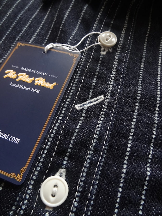 THE FLAT HEAD - FN-SDK-702L - Wabash Work Shirt - 10oz Indigo Selvedge woven on vintage shuttle looms
