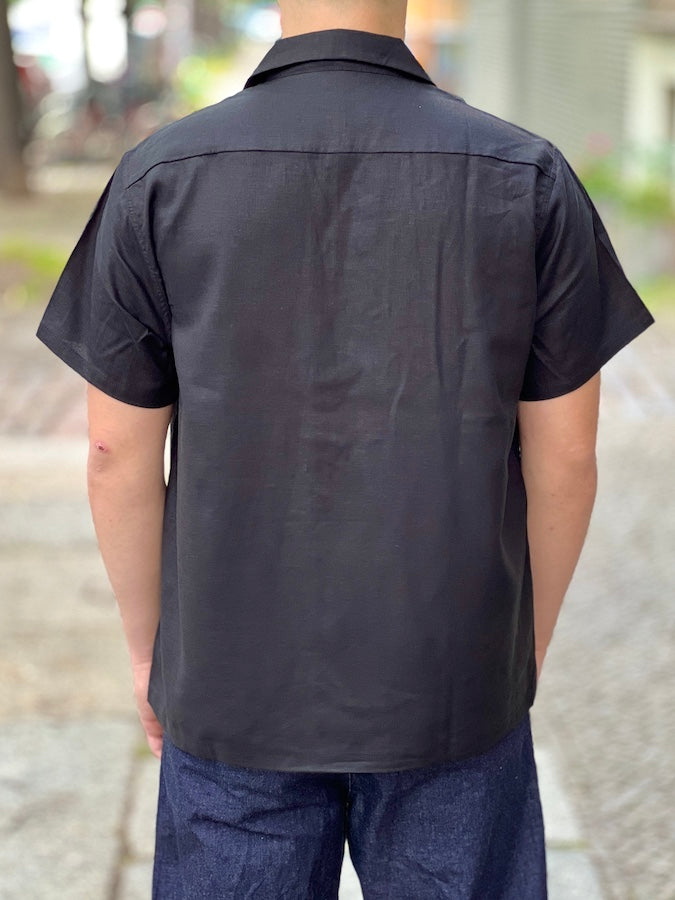The GROOVIN HIGH - 1950s Plain Cotton / Linen - Black S/S Shirt