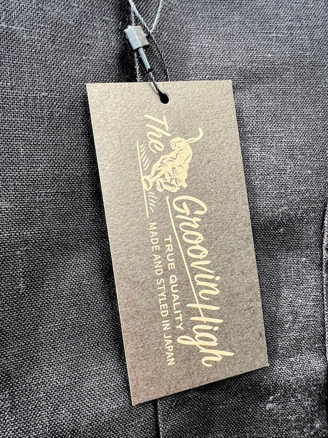 The GROOVIN HIGH - 1950s Plain Cotton / Linen - Black S/S Shirt