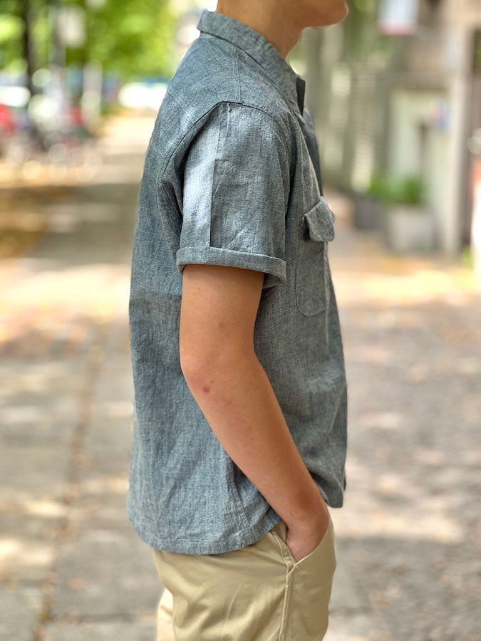 The GROOVIN HIGH #240109 - 1940s Chambray S/S Shirt - BLUE