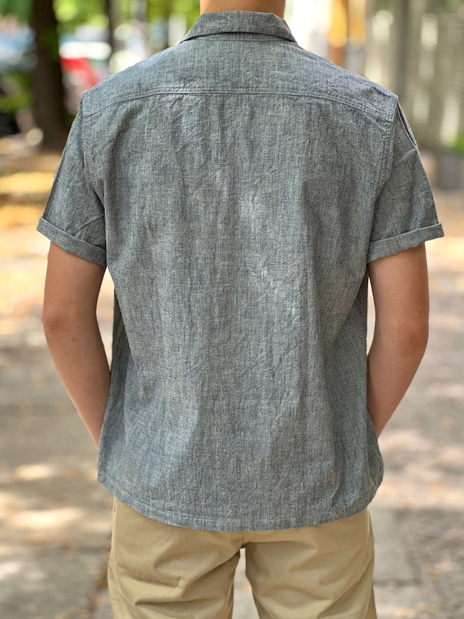 The GROOVIN HIGH #240109 - 1940s Chambray S/S Shirt - BLUE