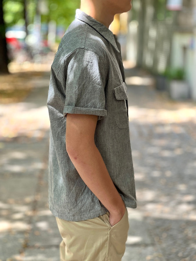 The GROOVIN HIGH #240109 - 1940s Chambray S/S Shirt - GREY