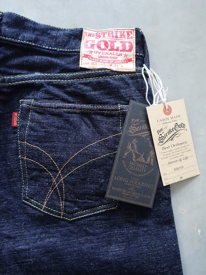 The Strike Gold SG5105【CLASSIC】Series - 15oz Slub Selvedge Denim - Right Hand Twill - Gray Weft - STYLISH STRAIGHT