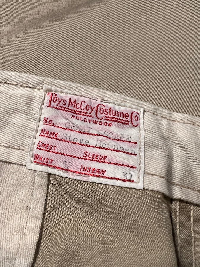 TMP2201 - V. HILTS - STEVE McQUEEN "The Great Escape" CHINO TROUSERS