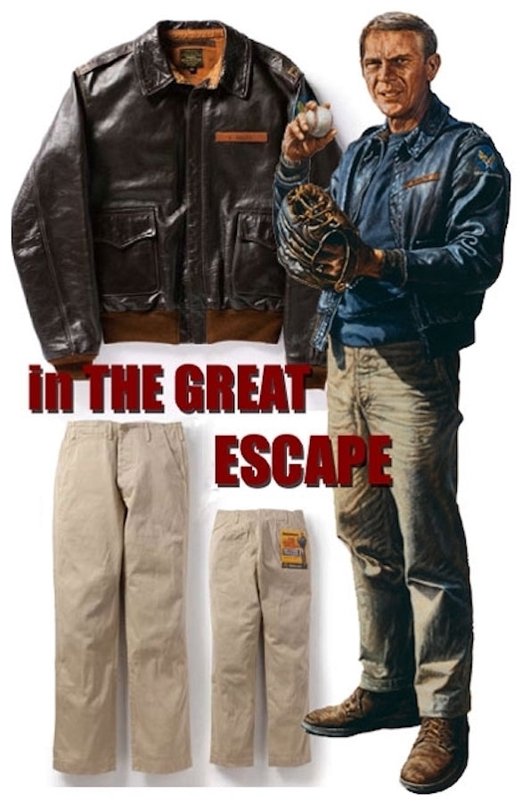 TMP2201 - V. HILTS - STEVE McQUEEN "The Great Escape" CHINO TROUSERS