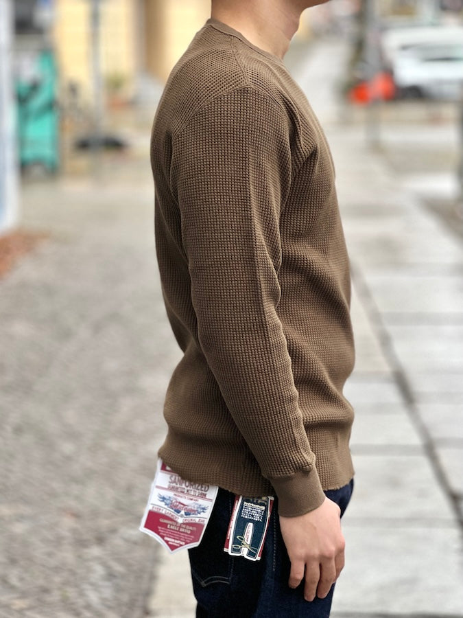 TROPHY CLOTHING - Heavy Waffle Military Long Sleeve - Olive