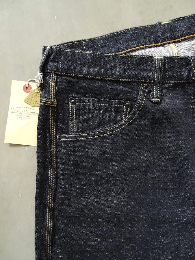 TROPHY CLOTHING - Lot.1604 Dirt Denim - Waist Overall - 14.5oz Selvedge Denim - Cinch Back - Straight Cut