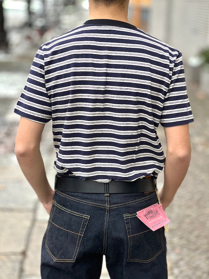 TROPHY CLOTHING - Pocket T-Shirt - MULTI BORDER - Volume Cotton - Navy