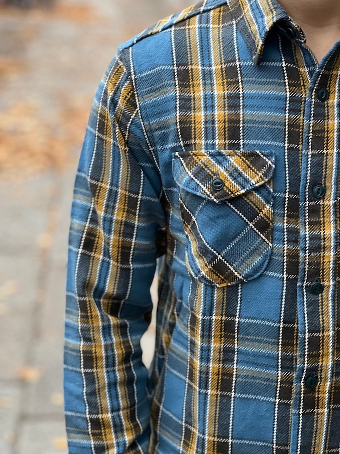 UES - 14.5oz Heavy Flannel Shirt - 502352 Blue
