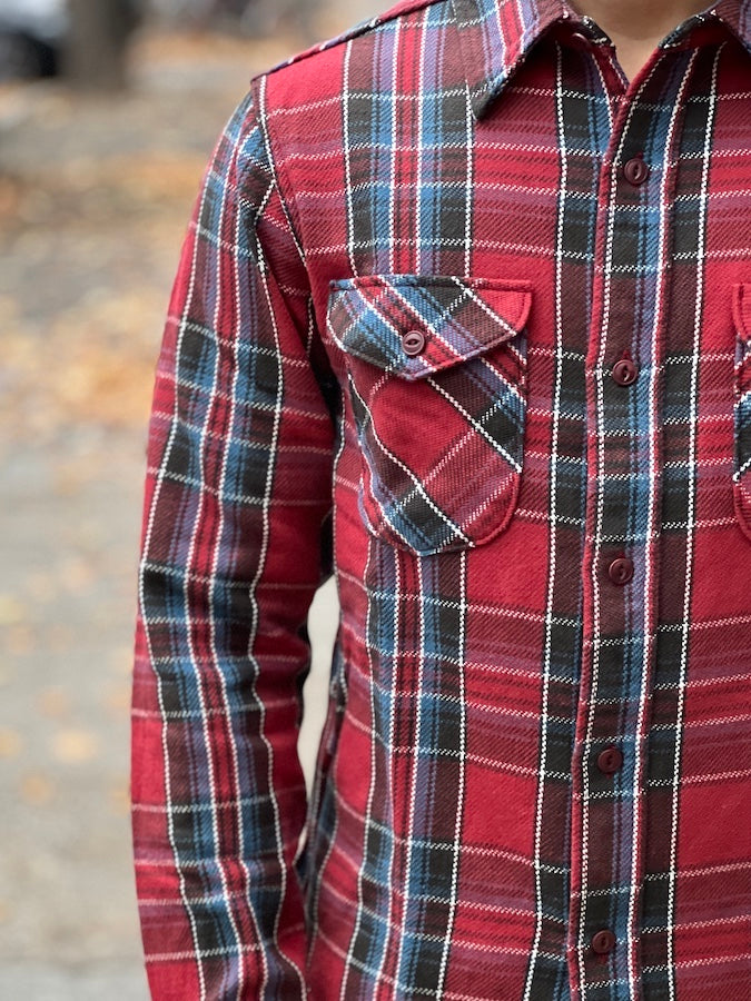 UES - 14.5oz Heavy Flannel Shirt - 502352 Red