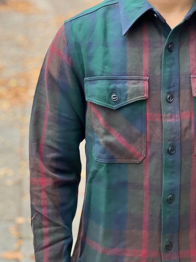 UES - 15.5oz Extra Heavy Flannel Shirt - Green 502354 - ONE OF THE HEAVIEST FLANNELS !
