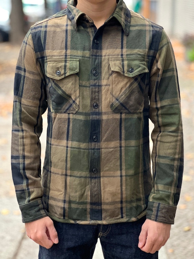 UES - 15.5oz Extra Heavy Flannel Shirt - 502451 Olive - ONE OF THE HEAVIEST FLANNELS !