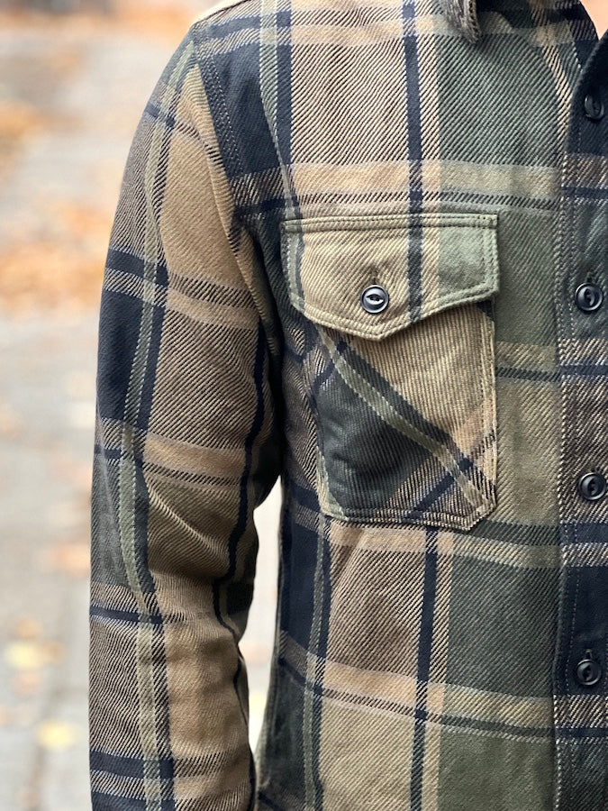 UES - 15.5oz Extra Heavy Flannel Shirt - 502451 Olive - ONE OF THE HEAVIEST FLANNELS !