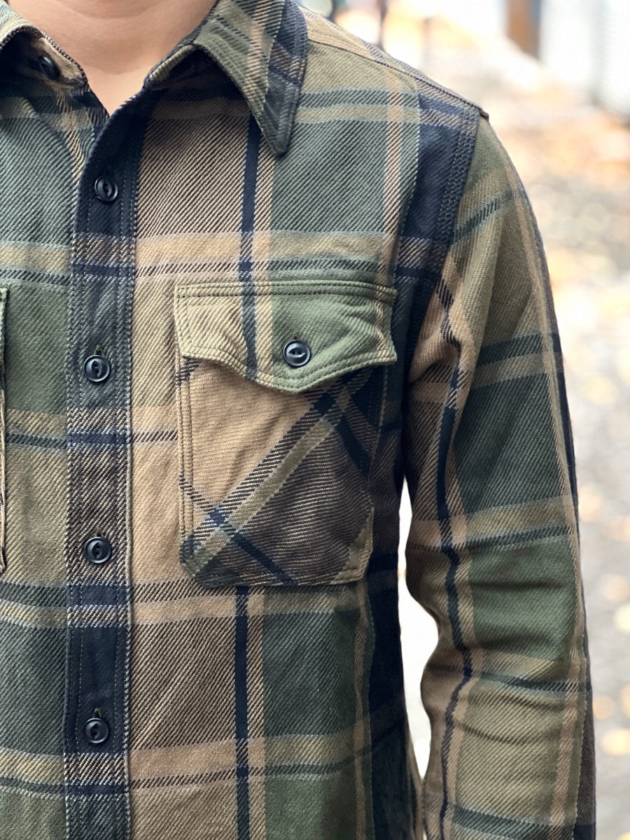 UES - 15.5oz Extra Heavy Flannel Shirt - 502451 Olive - ONE OF THE HEAVIEST FLANNELS !