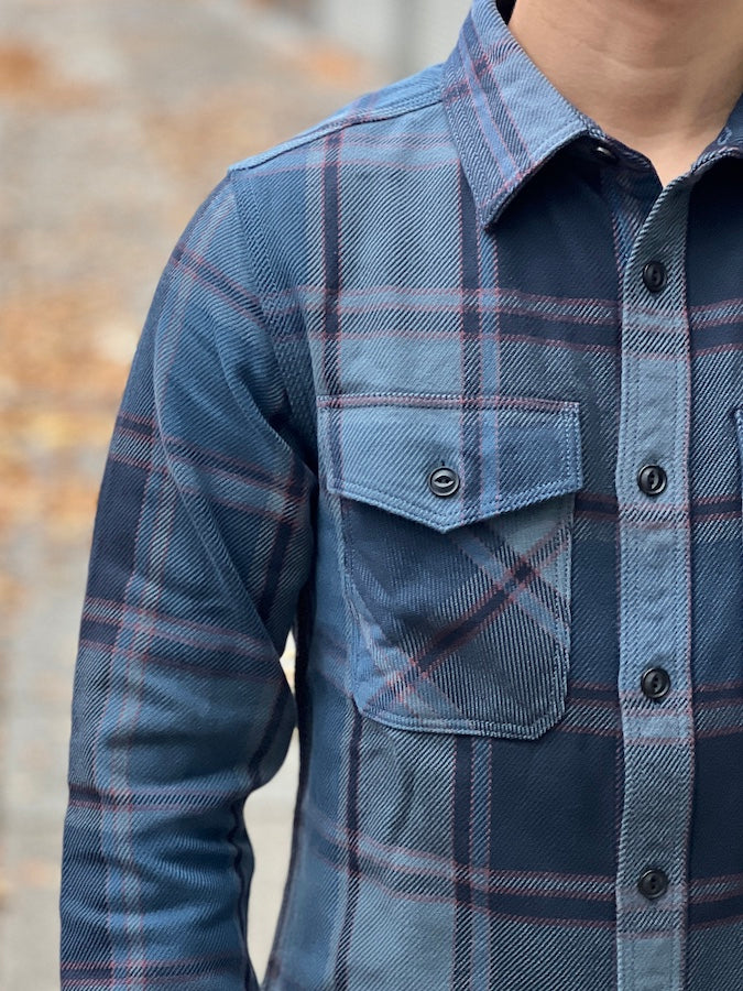 UES - 15.5oz Extra Heavy Flannel Shirt - 502451 Blue - ONE OF THE HEAVIEST FLANNELS !
