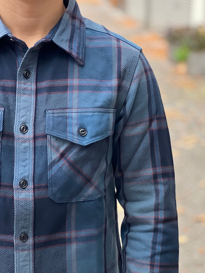 UES - 15.5oz Extra Heavy Flannel Shirt - 502451 Blue - ONE OF THE HEAVIEST FLANNELS !