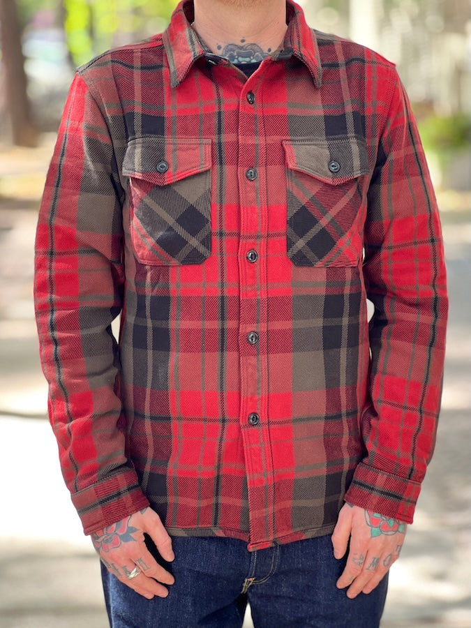 UES - 15.5oz Extra Heavy Flannel Shirt - Red 502552 - ONE OF THE HEAVIEST FLANNELS !