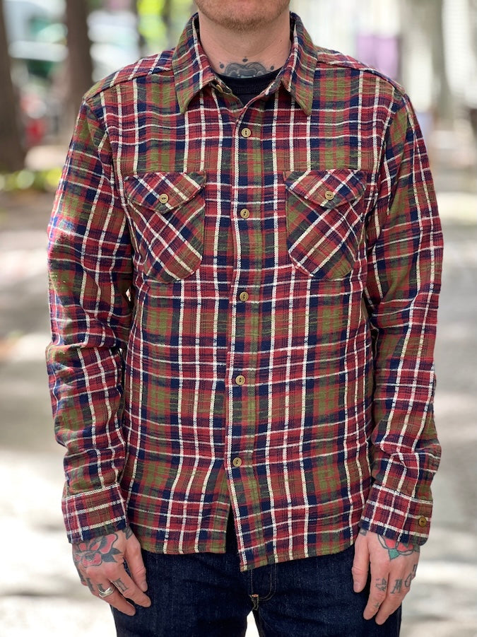 UES - 14.5oz Heavy Flannel Shirt - Slubby - 502554 Red
