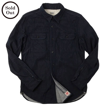 UES - Indigo Medical Shirt - Cat Eye Buttons - Denim 501957
