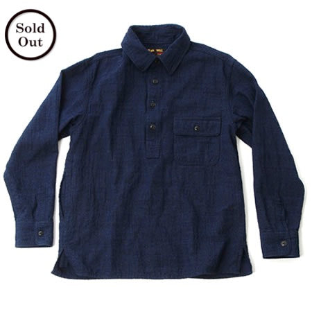 UES - Indigo Pullover Shirt - Side Pocket - Cat Eye Buttons - Indigo 512101