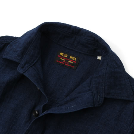 UES - Indigo Pullover Shirt - Side Pocket - Cat Eye Buttons - Indigo 512101