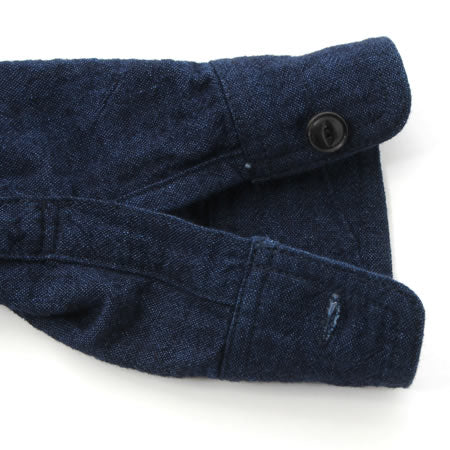 UES - Indigo Pullover Shirt - Side Pocket - Cat Eye Buttons - Indigo 512101