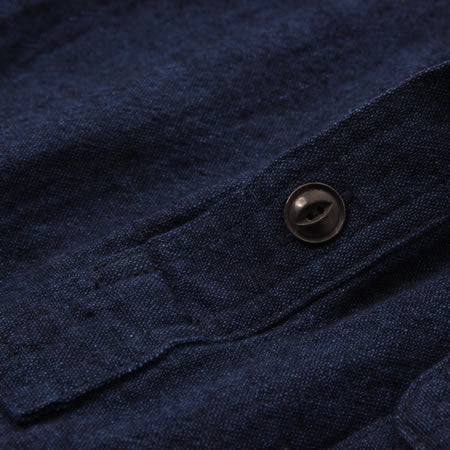 UES - Indigo Pullover Shirt - Side Pocket - Cat Eye Buttons - Indigo 512101