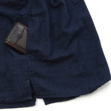 UES - Indigo Pullover Shirt - Side Pocket - Cat Eye Buttons - Indigo 512101