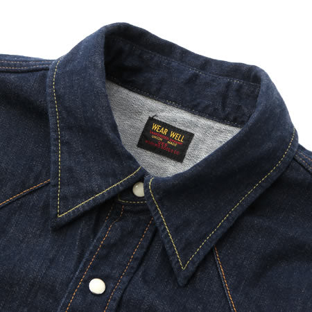UES - Saw Tooth - Selvedge Denim Western Shirt - Snap Buttons - Indigo 505W